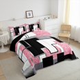 thumbnail image 4 of YST Geometric Square Bed Comforter Set Pink Black Grey White Bedding Set For Kids Girls King,Grid Sequins Comforter Set Modern Stylish Quilt Duvet Soft Lightweight Room Decor, 4 of 6