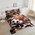 thumbnail image 4 of Erosebridal Ensembles de Couette Soccer Baseball Format Simple, Couettes et Duvets Camouflage Brun pour Enfants Ados, Réversible, 4 of 7