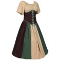 thumbnail image 1 of Pisexur Robe Corset en Coton pour Femmes, Costume Médiéval Renaissance, Robe de Cocktail Plissée à Col Rond, Robe Tunique à Cordon, Robes Maxi à Manches Courtes d'Automne, 1 of 4