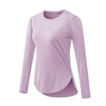 thumbnail image 4 of Mceream 2025 Chandails de Soleil à Manches Longues pour Femmes Protection Uv Hauts d'Entraînement Légers Golf Gym Randonnée Chandails Vêtements d'Extérieur Athlétique Col Rond Yoga Hauts Décontractés T-Shirt Uni Vêtements Grande Taille Violet P, 4 of 8
