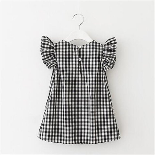 Robe d'Été à Carreaux pour Bébé Fille, Chemise Sans Manches en Dentelle, Robe de Princesse, Robe de banquet, Robe de Fête