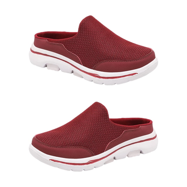 thinsony 1 Paire de Sandales à Enfiler pour Femmes Style Décontracté Portable en Maille Respirante Design Simple Rouge Taille 42