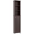 thumbnail image 1 of HOMCOM Armoire de Salle de Bain Haute, Colonne à Linge avec Tablettes Ajustables, Brun Foncé, 1 of 10