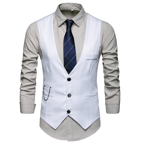 Summer Solid Suit Vest for Men – British Slim Fit Formal for Business Occasions and Evening Wear