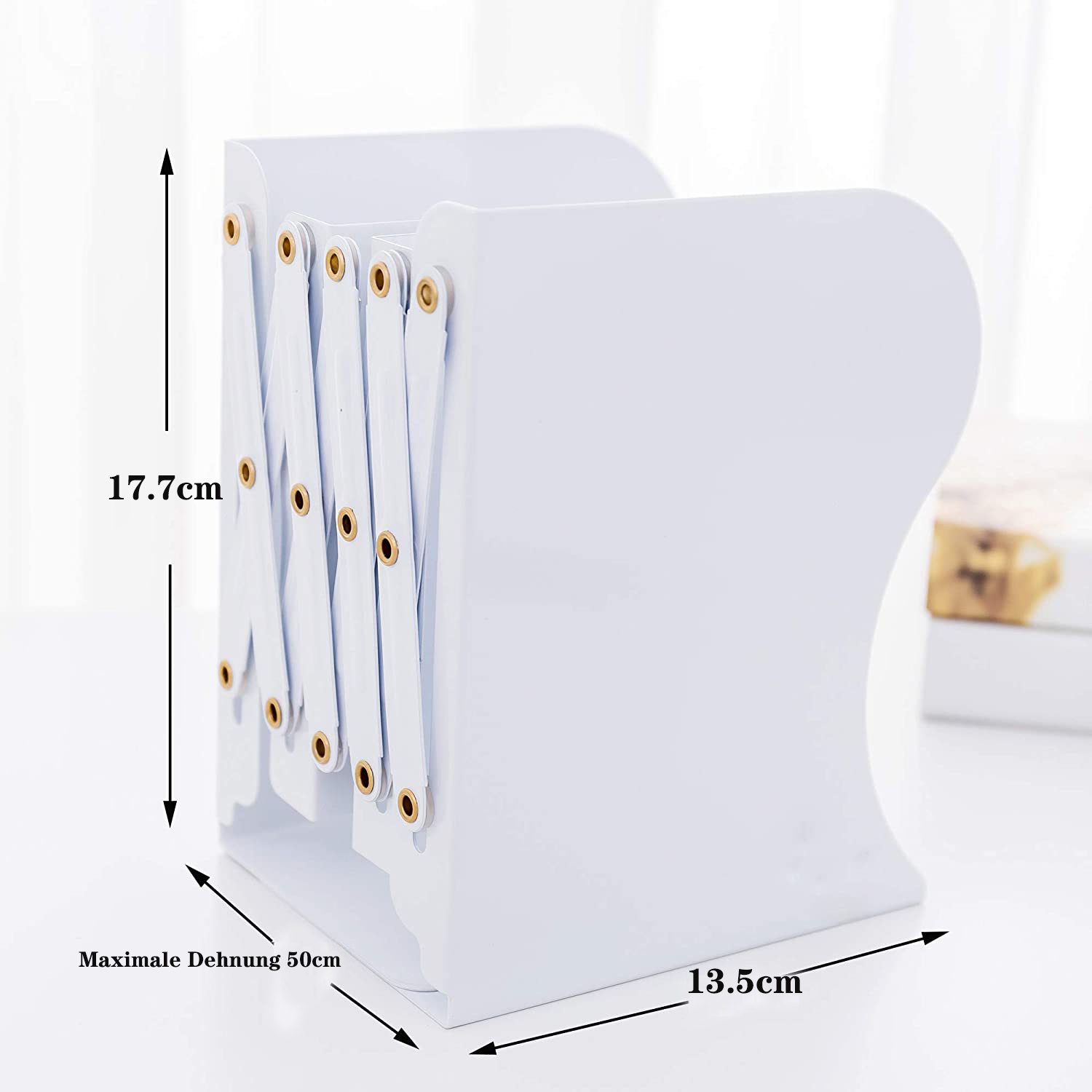 Étagère Extensible, Support de Bureau, Étagère Ajustable pour Enfants Étudiants Rangement de Livres (Blanc)