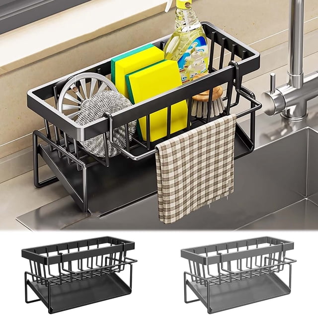 Iumwxz Kitchen Gadgets Kitchen Sink Rack Storage Rack Cloth Storage Seasoning Rack Non Perforated Faucet Sink Kitchen Utensil Set Gray Metal Festival Gift