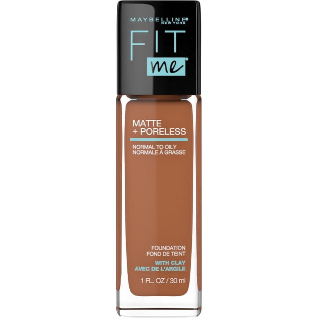 Maybelline New York Fit Me Fond de Teint Mat + Sans pores Teinte Noix de Coco, Bouteille de 30 ml avec Capuchon Noir, Conçu pour Peau Normale à Grasse, Offre une Formule Mate Qui Contrôle la Brillance et Floute les pores pour une Finition Naturelle.
