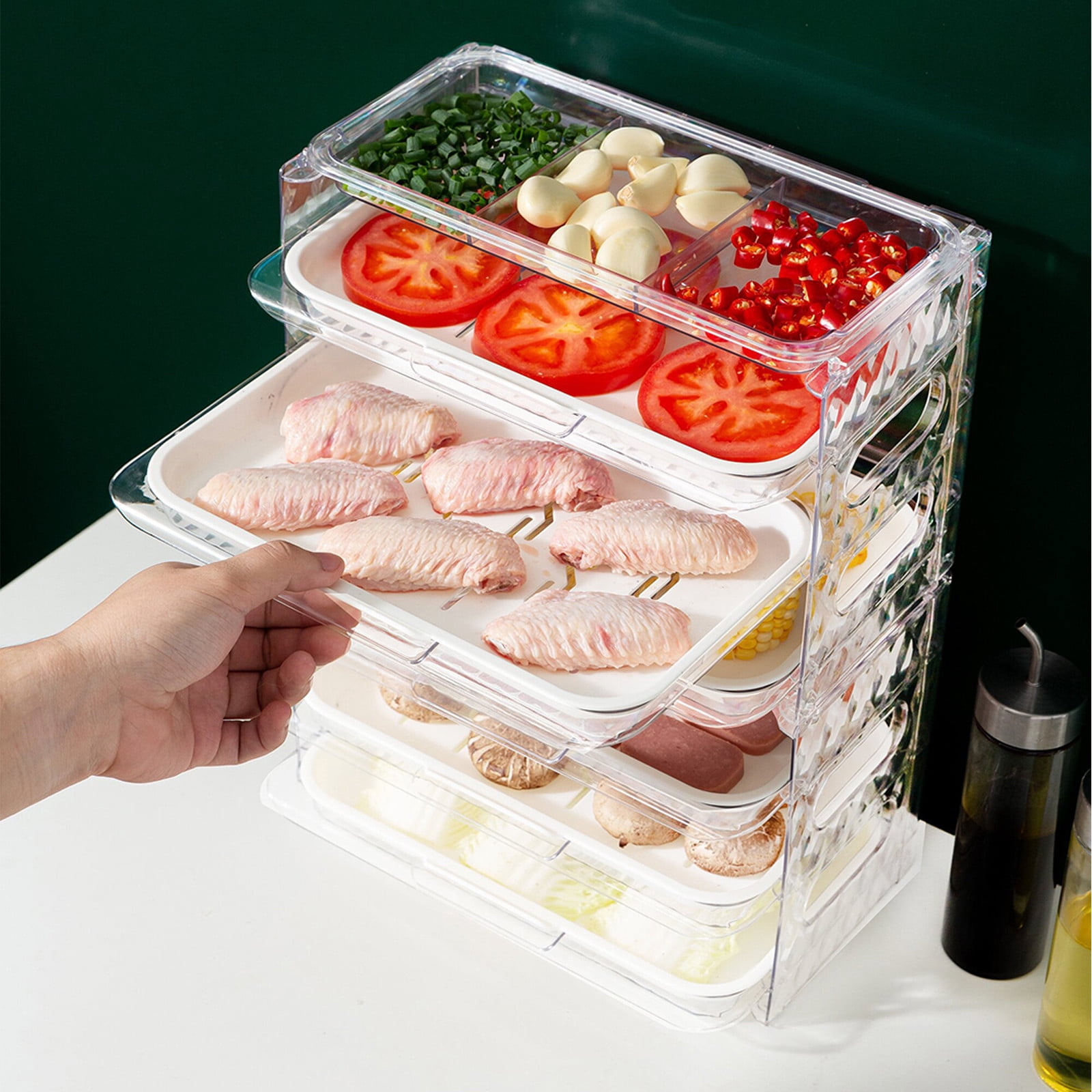 Yhmxh Bathroom Organizer Bathroom Storage Kitchen Multi-Function Fruit and Vegetable Preparation,Side Dish Stacking Storage,Punch- Household Hot Pot Dish,Kitchen Sundries Rack bathroom rack