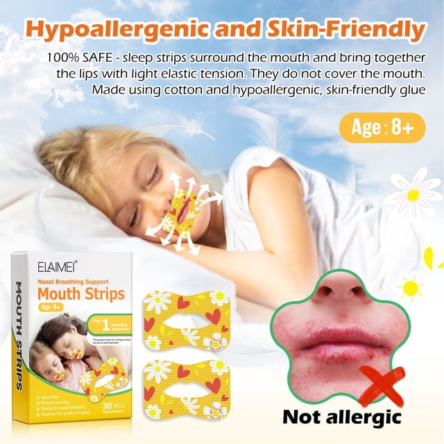 30 Pcs Sleep Strips Anti Snoring Breathing Improving Patch Mouth Correction Sticker 4.5cmx6.5cm