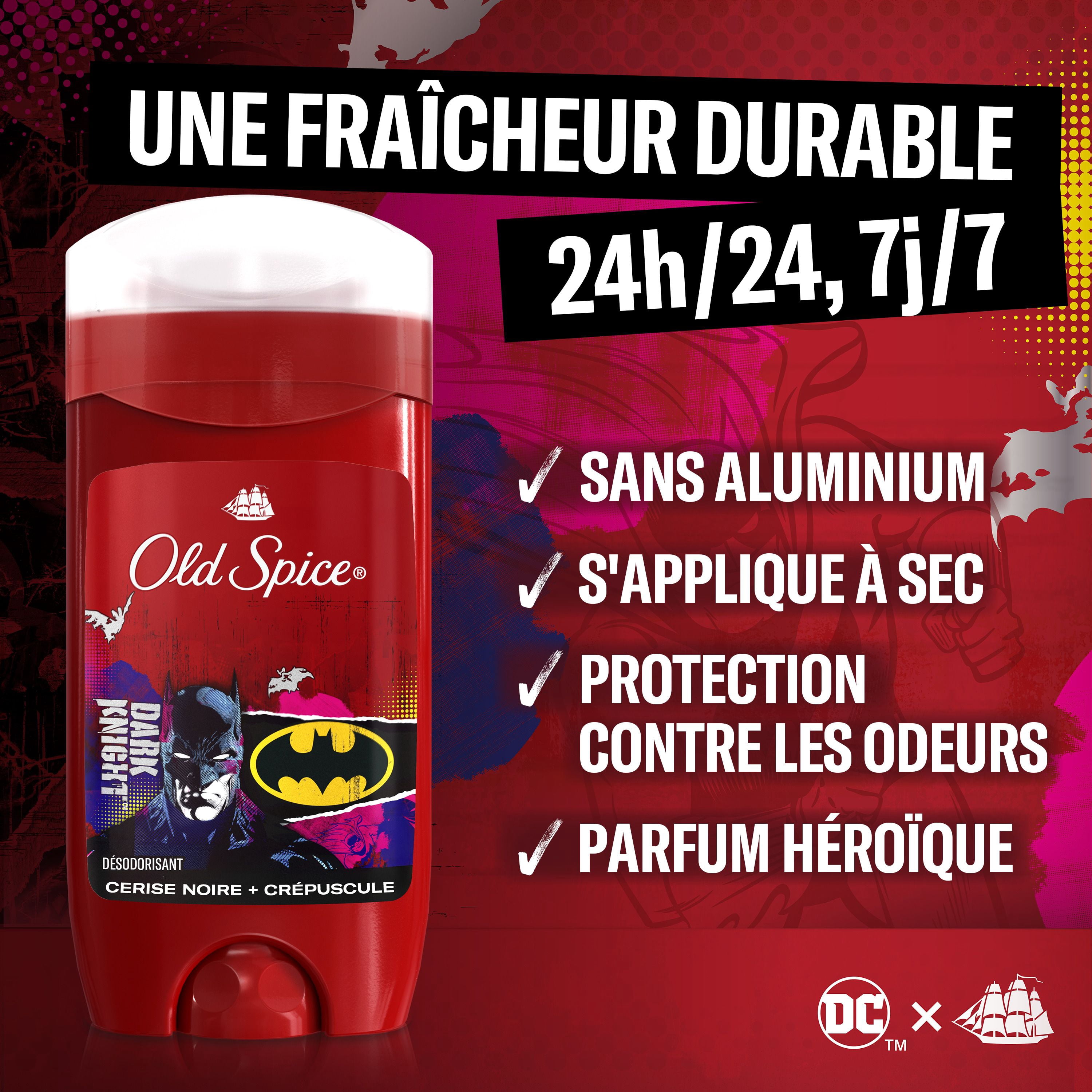Ensemble-cadeau Old Spice Batman avec un désodorisant Batman de 85 g et un nettoyant pour le corps de 473 mL
