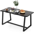 thumbnail image 1 of Costway 63" Large Dining Table for 4-6 People with Wavy Edge Heavy-duty Metal Frame Black, 1 of 10