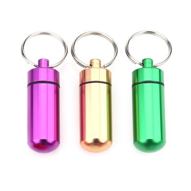Pill Box, Keychain Pill Holder, Emergency Pill Holder, Waterproof Single Chamber Aluminium Alloy Pill Organizer For Outdoor Travel