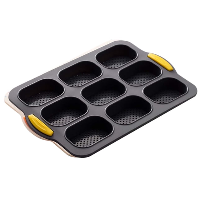 Oleegame 1PC Tin Foil Roll 9 Grids Multi Color Kitchen Silicone Oval Cake French Bread Baking Pan Non Stick Kitchen Utility Black