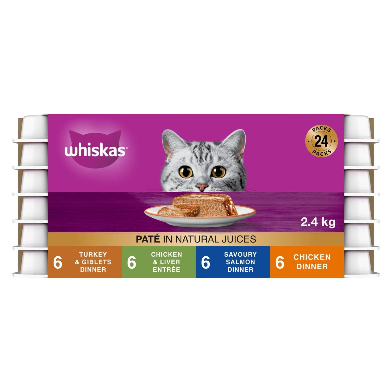 Whiskas Sélections Saumon & Volaille Pâté Paquet Varié Nourriture Humide pour Chat Adulte