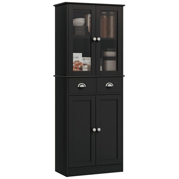 HOMCOM 61" Kitchen Pantry Storage Cabinet w/ Shelves Soft Close Doors