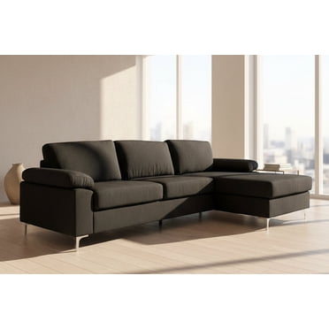 Zena - Modern Velvet Sectional With Chrome Legs (RHF)