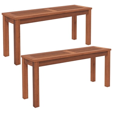 Topbuy Banc de Patio en Bois - Cadre en Bois Massif - Siège à Lattes Respirant - Ensemble de 1 - Naturel