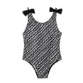 thumbnail image 1 of MIASHUI Maillot de Bain une Pièce pour Filles, Sans Manches, Imprimé, Noir, 12-18 Mois, 1 of 3