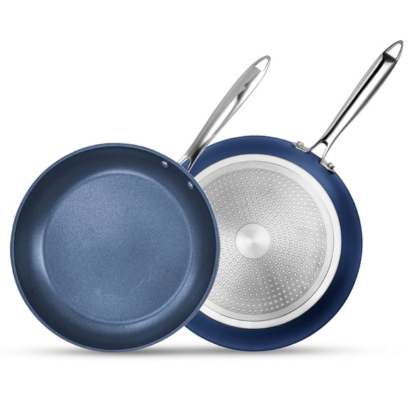 Granitestone Diamond Pro Blue 2 Piece Nonstick Frying Pan Set 10 and 11 Inch Oven and Dishwasher Safe Skillets