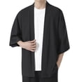 thumbnail image 1 of Men's Solid Drop Shoulder Kimono Jacket Open Front Cardigan Cloak Wool Cardigan Sweater Button Button up Cardigan for Men Button up Sweater for Men Mens Cardigan Cardigan Sweater Mens Mens Cardigan, 1 of 4