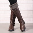 thumbnail image 2 of Dakaela Women's Knee High Boots Comfort Buckle Riding Combat Boot Round Toe Long Tall Fall Winter Shoes, 2 of 5