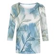 thumbnail image 5 of Hauts pour Femmes T-shirt Ample Imprimé de Mode pour Femmes Blouse à Manches 3/4 Col Rond Hauts Décontractés Hauts pour Femmes Tendance en Liquidation, 5 of 5