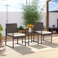 thumbnail image 4 of Gymax 3PCS Patio Rattan Hand-Woven PE Wicker Bistro Set Outdoor Furniture Set w/ Table & Cushion, 4 of 10