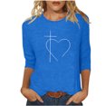 thumbnail image 1 of Blouses pour Femmes, T-Shirt Imprimé Mi-Longueur Manches 3/4 Col Rond Décontracté, Blouses pour Femmes T-Shirts pour Femmes, 1 of 3