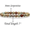 thumbnail image 2 of Bracelet Extensible Unisexe en Perles Rondes de 8 mm en Pierre Précieuse Serpentine Naturelle 7 Pouces, 2 of 5