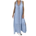 thumbnail image 2 of Fankiway Robe Longue Maxi pour Femmes Grande Taille à Col en V Sans Manches de Plage Ample en Dentelle Patchwork Robe Maxi Robes d'Été de Plage pour Femmes Grande Taille Robes pour Femmes, 2 of 7