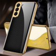 thumbnail image 2 of Full Cover Phone Case Tempered Glass Hard Printed Smartphone Bumper Case Cell Phone Covers Electroplated for S22/22Plus/Ultra Camera Protection Protective  Galaxy S22 ULTRA Golden Thread, 2 of 8