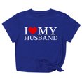 thumbnail image 1 of Penkiiy T-Shirt Femme J'aime Mon Mari Mignon Relation Mariée TP Bleu, 1 of 6