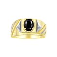 thumbnail image 1 of RYLOS Men's Rings 14K Yellow Gold Ring Classic Designer Style 8X6MM Oval Gemstone & Diamond Ring Onyx October Birthstone Rings For Men Size 12, 1 of 7