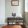 thumbnail image 2 of LEDREM Shoe Bench with Cushion, 2-Tier Entryway Shoe Rack Organizer, Holds 10 Pairs, Dark Grey and Ink Black, 2 of 6