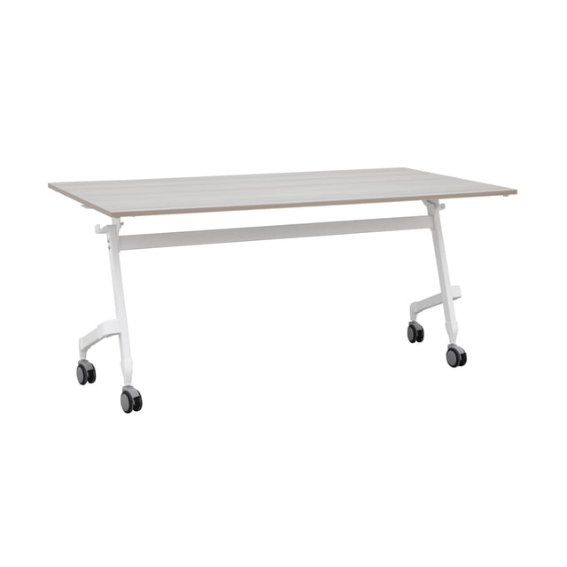 Flip-Top Table 55" W x 24" D -Snow White frame - Plum top