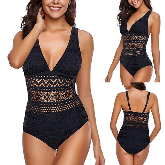 CEHVOM Women Push Up Bandage Padded One Piece Bathing Suit Bikini Set Swimwear Swimsuit