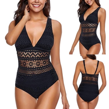 CEHVOM Women Push Up Bandage Padded One Piece Bathing Suit Bikini Set Swimwear Swimsuit
