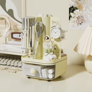 Desktop Rotating Perforated Storage Rack, Multi-Compartment Desk Organizer, Office Drawer Pencil Cup, Stationery Holder for Study Table, Home & Office Organization