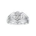thumbnail image 1 of RYLOS Men's Rings 14K White Gold Rings Classic Designer Style 9X7MM Oval Gemstone &  Diamond Ring White Topaz April Birthstone Rings For Men Size 10, 1 of 7