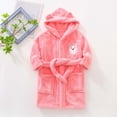 thumbnail image 2 of JIRNDfCA Girls Robe With Hood Soft Cute Cartoon Bathrobe Long Sleeve Facecloth Rabbit Warm Kids Robe Children Sleepwear Pink 5-6 Years, 2 of 3