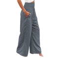 thumbnail image 3 of MAWCLOS Women's High Waist Palazzo Lounge Pants, Solid, Gray, Size L, 3 of 4