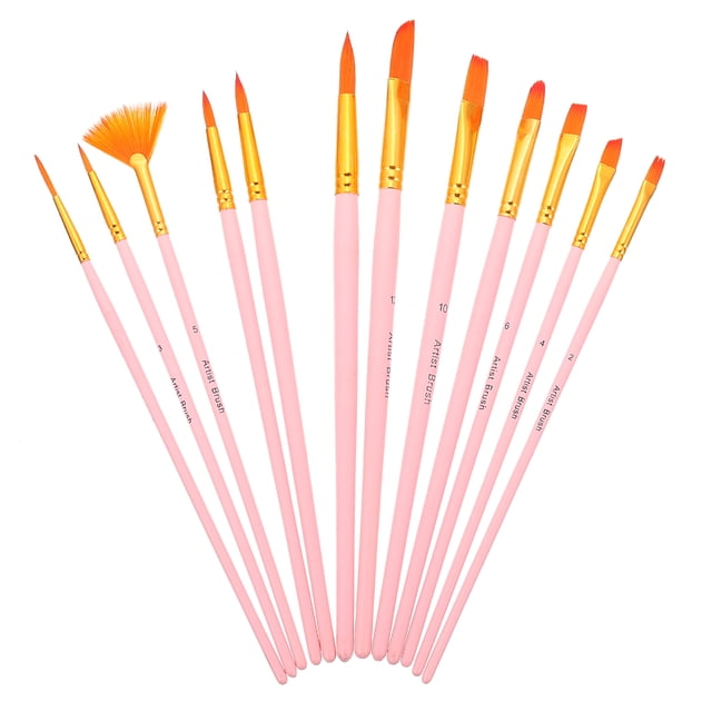 Shisuyan 12Pcs Paint Brush Set Soft Painting Brushes With Simple Handle Design For Artists Portraits
