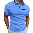 thumbnail image 1 of Dvkptbk Men Short Sleeve Button Regular Pullover Top Comfort Casual Work T-Shirts on Clearance, 1 of 4