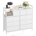 thumbnail image 1 of Garvee Commode en Tissu à 9 Tiroirs avec Station de Recharge, Tour de Rangement pour Chambre, Garde-Robe et Salon, Blanc, 1 of 10