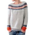 thumbnail image 1 of MesaSe Chandail à Imprimé Fair Isle pour Femmes, Style Vintage Aztèque, Imprimé Paysage de Montagne, Col Rond, Tricoté, 1 of 2