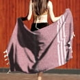 thumbnail image 4 of Serviette de Plage Turque Antiadhésive Motif Rayé Sable pour Adultes Châle de Sauna Extérieur, 4 of 5