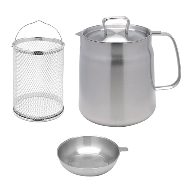 simhoa Stainless Steel Deep Fryer Pot Frying Basket Nonstick Universal French Fries Pot 2L