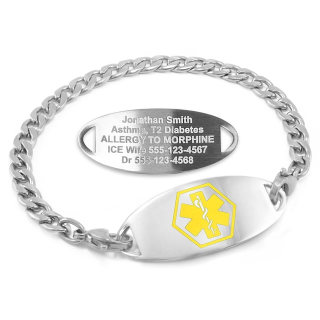 MedicEngraved Stainless Steel Custom Medical Alert Bracelet - 5mm Curb Link