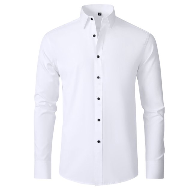 Chemises Habillées pour Hommes Coupe Ajustée Manches Longues Boutonnées - Matériau Polyester Spandex, Extensible 4 Directions, Résistant aux Plis