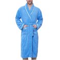 thumbnail image 1 of Penkiiy Fleece Robe Bathrobe Men Solid Casual Keep Warm Pocket Night Gown Bathrobe M Blue, 1 of 7